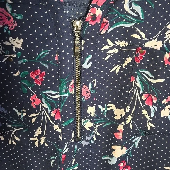 Maurices Blouse Navy Floral Pink Polka Dot Womans XL - Picture 6 of 7